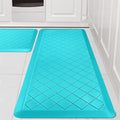 Cushioned Kitchen Mat 2 PCS, Anti Fatigue Kitchen Rugs, Heavy Duty Non-Skid, Ergonomic Comfort Foam Kitchen Floor Mat for Home, Office, Sink, Laundry, Teal