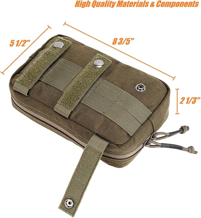 Mini Modular Admin Pouch Tactical MOLLE Utility Tool Pouch for Chest Rig Duty Vest Battle Belt Backpack Accessory Small Dangler Bag EDC Gear Carrier IFAK Medical Kit Organizer