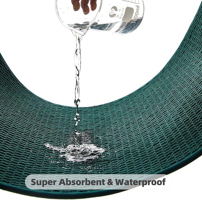 TYUU Bathroom Runner Rugs, Long Bath Mat Runner Washable Thin Quick Dry Low Pile Bathroom Runner Rugs Non Slip, Dark Green 24"x70"
