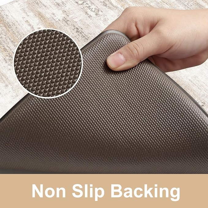 KIMODE Anti Fatigue Mats for Kitchen Floor, 18"x28" Half Circle Memory Foam Kitchen Floor Mats Cushioned Non Slip, Comfort Standing Mats, Abstract Kitchen Rugs Sets of 2 for Sink Laundry Office Desk