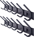 WEBI Coat Rack Wall Mounted,17-1/8 Inch Coat Hooks for Hanging Coats,Heavy Duty Metal Hook Rack Rail with 6 Double Dual Hooks Coat Hanger Wall Mount for Clothes Jacket,Black,2 Packs
