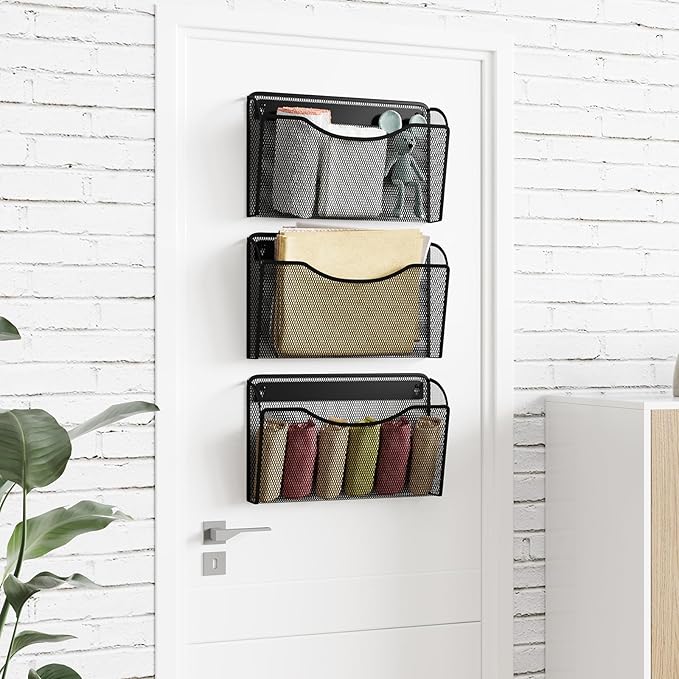 MINDEPOT Wall File Organizer,Hanging Wall Mounted File Folder Holder Mail Organizer for Office,Home and School Supplies