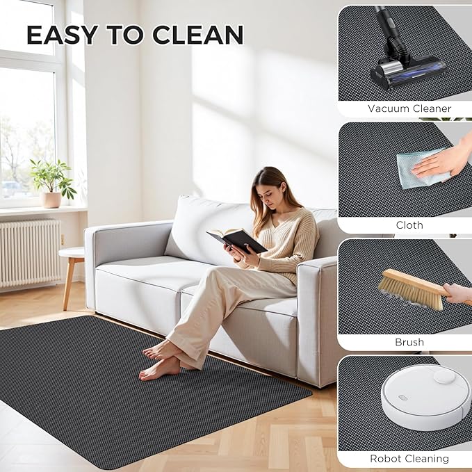 Sycoodeal Chair Mat, 48" x 55" Office Chair Mat for Hardwood and Tile Floor, Heavy Duty Floor Protector for Rolling Chairs, Non-Slip,Computer Mat for Home Office(Grey)