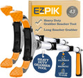 EZPIK Pro 43" Foldable Grabber Reacher Tool for Seniors - Grabbers for Elderly Reaching Tool Heavy Duty Pickup Trash Picker Upper Equipment - Claw Grabber Stick for Reaching Aids, Weed Gripper 2-Pack