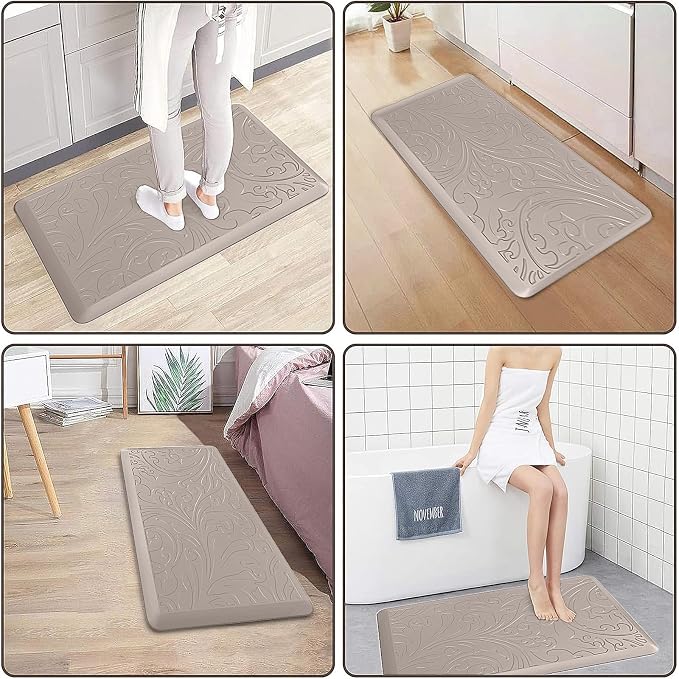 KMAT Kitchen Mat Cushioned Anti-Fatigue Floor Mat Waterproof Non-Slip Standing Mat Ergonomic Comfort Floor Mat Rug for Home,Office,Sink,Laundry,Desk 39"(L) x 20"(W),Khaki
