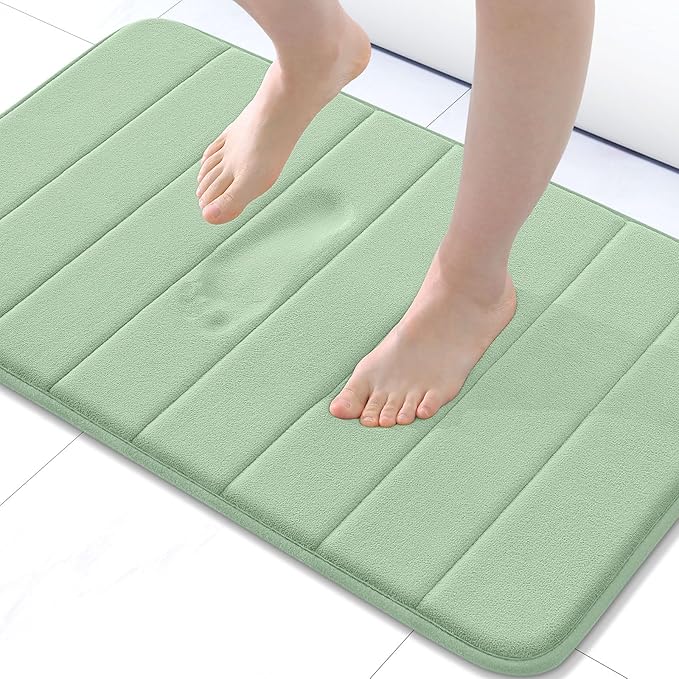 Buganda Memory Foam Bath Mat, 30" x 20", Ultra Soft and Non-Slip Bathroom Rugs, Water Absorbent and Machine Washable Bath Rug for Bathroom, Shower, and Tub, Sage Green