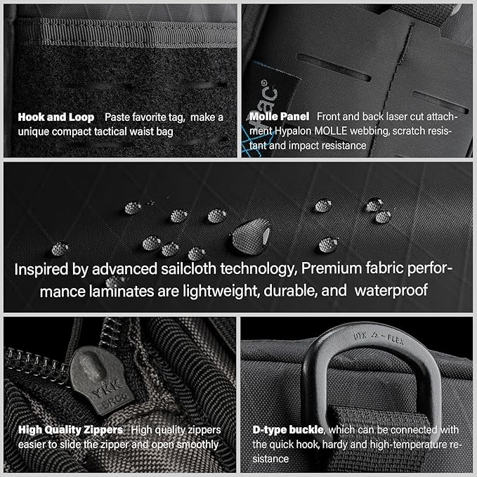 TACTICAL GEEK Block E3.0 EDC Compact Waist Pocket Pouch, Men EDC Pouch Organizer, Multi-Purpose Molle Tool Pouch for Multitools, Utility Tool Organizer Bag for Daily Essentials Carry (XBlack)