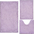 Bathroom Rugs Chenille 3-Piece Extra Soft and Absorbent Shag Bathroom Rugs, Machine Wash Mat, Strong PVC Non-Slip Underside, Plush Carpet Mats, Lavender