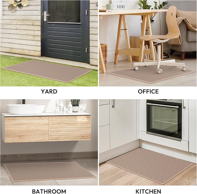 Kitchen Mats for Floor,Kitchen Rug, Nonskid, Washable, Absorbent Kitchen Runner Rug for in front of Sink, Entryway, Hallway, Rubber Backing Indoor Door Mat,Farmhouse Style Standing Mat,17.3"x28",Brown