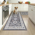 HEBE Boho Kitchen Rugs Sets of 2, Non Slip Washable Kitchen Mats for Floor, Farmhouse Kitchen Carpet Runner Rug Set for Sink, Stove, Laundry Room & Hallway