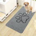 OLANLY Dog Door Mat for Muddy Paws 40x24, Paw Print Design, Absorbs Moisture and Dirt, Absorbent Non-Slip Washable Doormat, Quick Dry Chenille Mud Mat for Dogs, Entry Indoor Entryway Carpet, Grey
