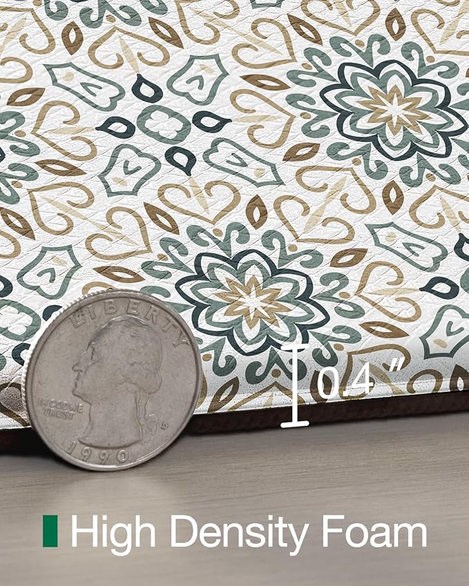 LUMI Anti-Fatigue Kitchen Floor Mats Set of 2,Cushioned Comfort Standing Rug Waterproof 2PCS, Non-Slip Ergonomic Foam Runner for Sink, Laundry, Office & Home,17x29+17x59,