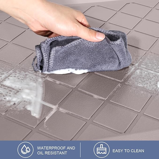 Cushioned Kitchen Mat 2 PCS, Anti Fatigue Kitchen Rugs, Heavy Duty Non-Skid, Ergonomic Comfort Foam Kitchen Floor Mat for Home, Office, Sink, Laundry, Khaki
