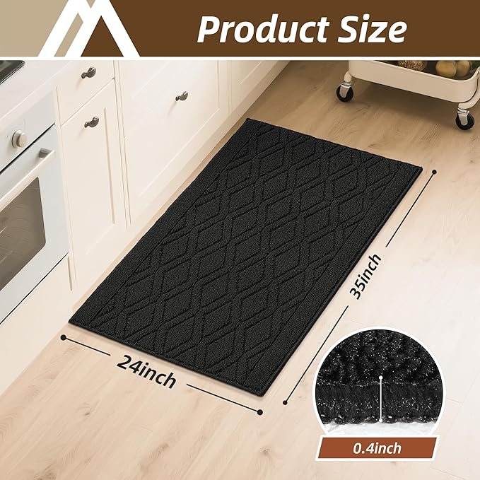 COSY HOMEER Kitchen Rugs 24"x35" Non-Slip Washable Kitchen Mats for Floor Polypropylene Absorbent Kitchen Floor Mat for Kitchen Sink Entryway,Red