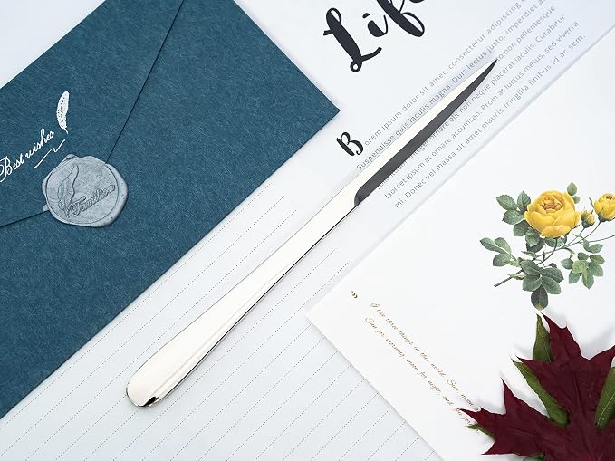 9" Silvery Metal Letter Opener with Minimalist Design, Safe Double Edge Blades and Ergonomic Long Handle, Mail Opener Paper Knife Tool Envelope Opener