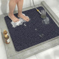 Square Loofah Shower Stall Mat 24"x24", Quick Drying Shower Mats with Drain, PVC Loofah Bath Mat for Wet Room & Bathroom Floor, Soft Textured & Elderly Safe, Washable & Resistant, Blue