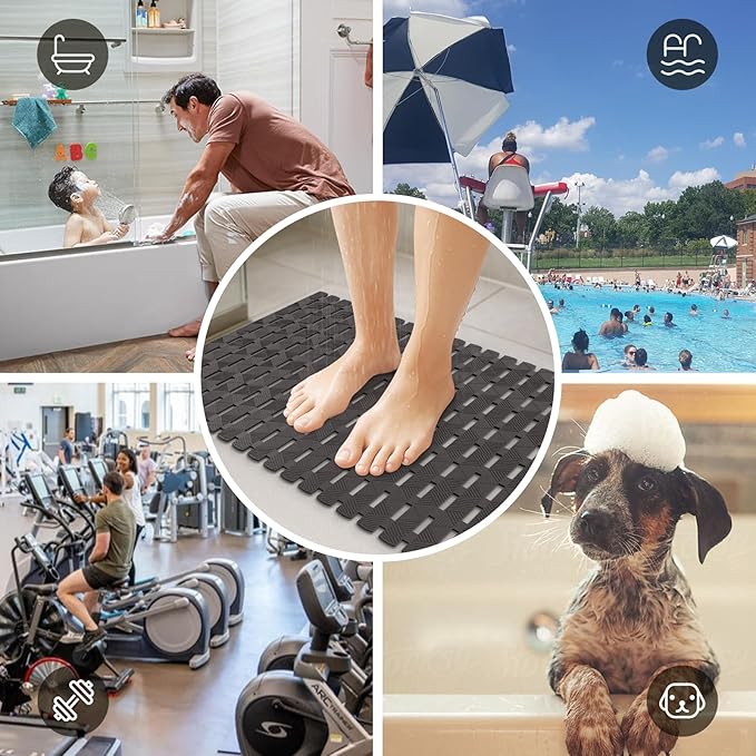 Bathtub Mat Non Slip - for Inside Bath Tub & Shower, Large 40x16 Inch, 261 Strong Suction Cups, Soft Textured Surface, Fast Drain & Quick Dry, Bathroom Safety Mat, Dark Gray, Matace
