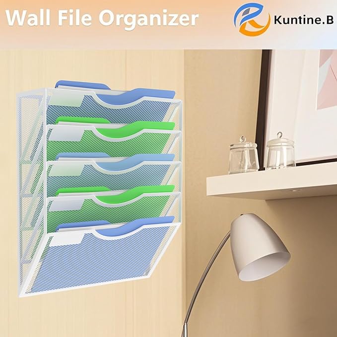 Kuntine.B Wall File Organizer Office (White, 5 Tier)