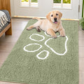 Smiry Dog Door Mat for Muddy Paws, Absorbent Dirt Trapper Non Slip Quick Dry Washable Chenille Mat for Mud Dogs, Entry Rug for Indoor and Outdoor (47x32 Inches, Sage Green and White)