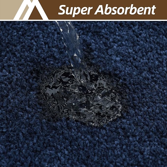COSY HOMEER Extra Thick Bath Rugs for Bathroom - Anti-Slip Bath Mats Soft Plush Yarn Shaggy 100% Strong Mirco Polyeste Mat Living Room Bedroom Mat Floor Water Absorbent(Navy,16x24 - Inches)