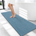 OLANLY Thick Bathroom Runner Rugs 47x17, Extra Soft Absorbent Chenille Bath Rugs, Rubber Backing, Machine Wash Dry, Long Bath Mats for Bathroom Floor, Tub and Shower, Home Decor Accessories, Airy Blue