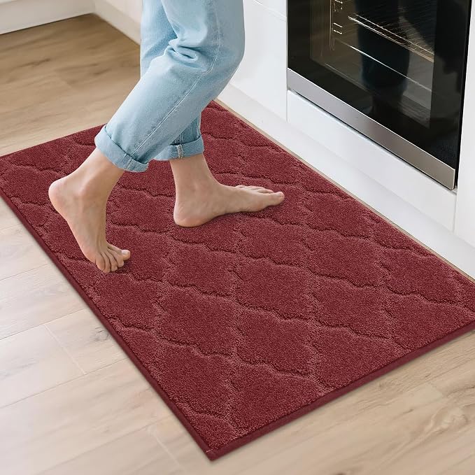 COSY HOMEER Kitchen Rugs 24"x36" Non-Slip Washable Kitchen Mats for Floor Absorbent Kitchen Carpet Soft Rugs for Kitchen,Sink Mat,Entrance,Area Rug,Red