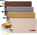 FunOwlet Utility Bag, Canvas Zipper Tool Bags - Heavy Duty Tools Pouch with Carabiner, Multi-Purpose Storage Organizer Clip on Tote Pouches in White, Gray, Tan, Brown, 4 Pack