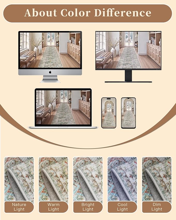 Madane Runner Rugs for Hallway 2x10 Long Washable Non-Slip Hallway Runner Rug Low-Pile Stair Kitchen Runner Soft Throw Carpet for Entrance Living Dining Laundry Room (Green, 2 x 10)