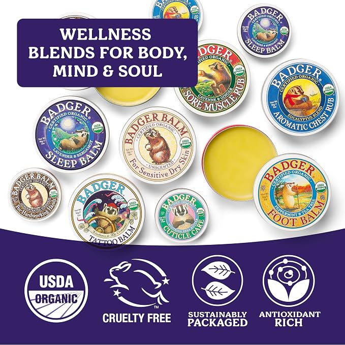 Badger Sleep Balm, Organic Essential Oil Aromatherapy Natural Sleep Balm for Adults & Kids, Relaxing & Calming Lavender & Bergamot Natural Sleep Support, .75 oz Tin, 3-Pack