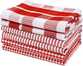 LANE LINEN Cotton Dish Towels for Drying Dishes - 6 Pack Soft Absorbent Kitchen Dish Cloths for Drying Dishes, Multi Purpose Kitchen Towel for Cleaning & Drying, 12"x12" - Christmas Red