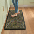 Collive Kitchen Mats for Floor, Cushioned Anti Fatigue Mat Non Slip Waterproof Kitchens Sink Rug, Green Vintage Floral Rugs Comfort Standing Mat for Laundry, Desk, Bar, Office, 20"x39"