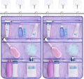 F-color Cruise Essentials 2026 - Mesh Shower Organizer Hanging with 7 Pockets for RV Gym Camping, Quick-Dry Portable Toiletry Bag with Metal Hooks for Bathroom Travel Toiletries, Purple+Purple