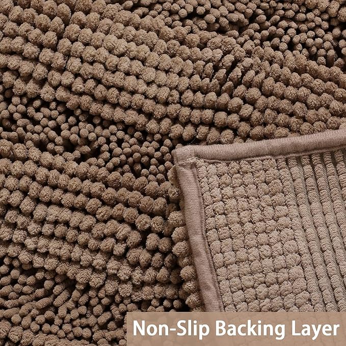 Turquoize Chenille Bath Rugs Shaggy Bathroom Rugs Non Slip Bath Rugs for Bathroom 24 x 36 Taupe Brown Bath Rug Extra Soft and Absorbent Area Rug, 24"x 36", Taupe Brown