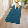 Smiry Dog Door Mat for Muddy Paws 47x20, Absorbent Dirt Trapper, Non-Slip Washable Chenille Entryway Rug for Inside Floor, Atlantic Blue, Classic Solid
