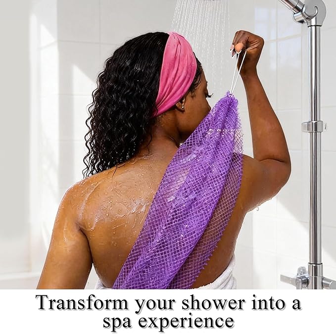 SubSahara Authentic African Net Sponge - 2 Pack Exfoliating Bath & Shower Loofah Sponge for Body & Face, Gentle Scrubber for All Skin Types, Travel, Durable (Blush Pink & Lavender Purple)