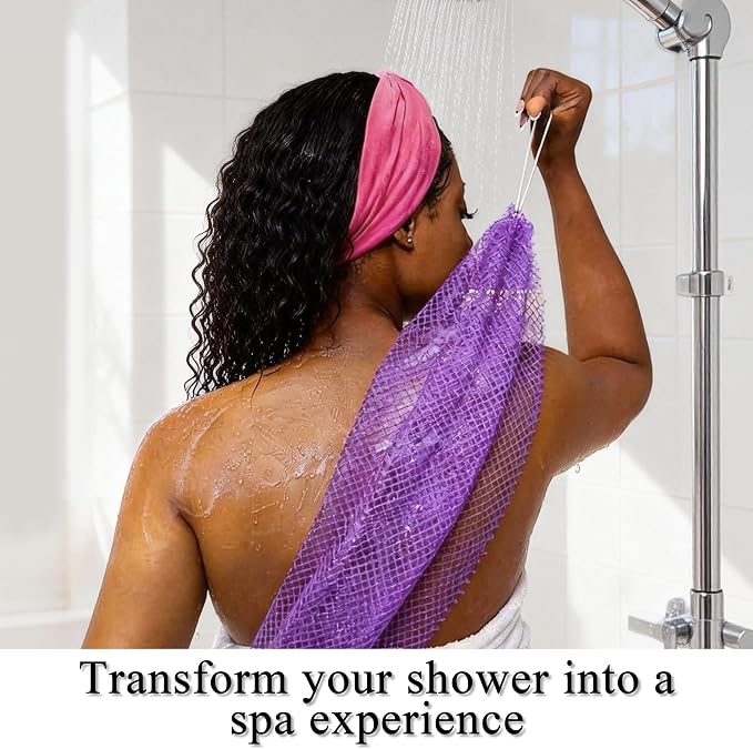SubSahara Authentic African Net Sponge - 4 Pack Exfoliating Bath & Shower Loofah Sponge for Body & Face, Gentle Scrubber for All Skin Types, Travel, Durable