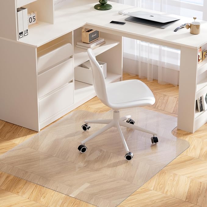 Yecaye Desk Chair Mat for Hardwood Floor, Office PVC Computer Chair Mat, Floor Protector for Rolling Chairs (Transparent, 45" x 53")