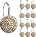 Sunlit Boho Knots Shower Curtain Hooks, Home Decorative Shower Curtain Rings for Bathroom, Seaside Nautical Shower Curtain Hangers Bathroom Accessories, Set of 12