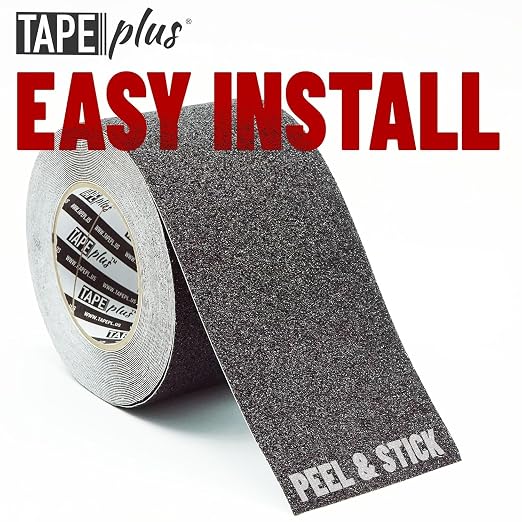TapePlus Grip Tape for Stairs - 4 in x 40 ft, Black - 80-Grit Waterproof Traction Tape for Indoor & Outdoor Steps - Tread & Traction Strips for Steps
