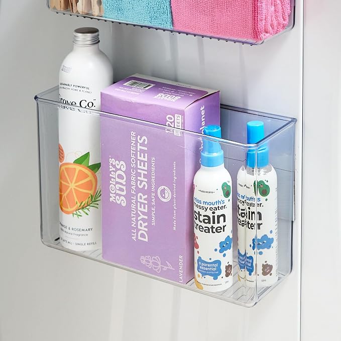 iDesign Magnetic Large Clear Plastic Organizer Bins for Laundry Room Storage - 2-Pack