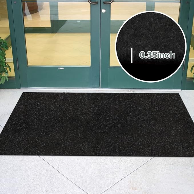 Custom Size Runner Rug 3 ft x 18 ft, 2-82ft Carpet Runners Hallway Entryway Kitchen Garage Laundry Room Area Rugs with Non-Slip Rubber Backing, Black