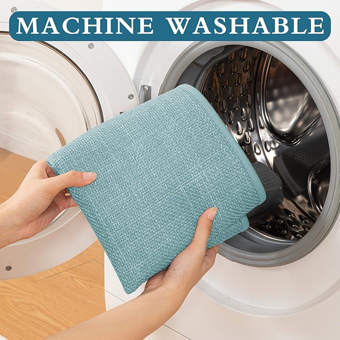 YIHOUSE Blue Bathroom Rug Sets 3 Piece, Bathroom Mat Quick Dry, Thin Bath Rug Set,Absorbent Bath Mat for Bathroom Non Slip Washable for Toilet and Floor