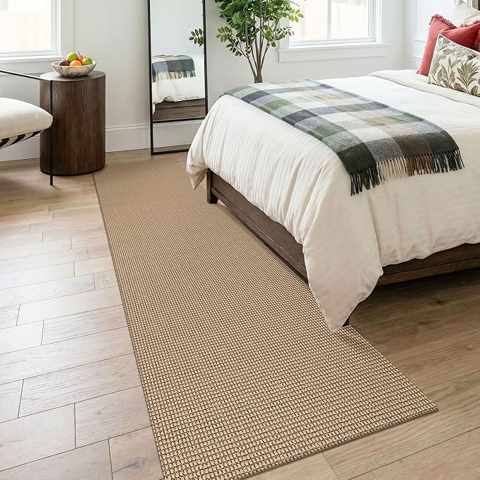 KOZYFLY Runners for Hallways 2.6x8 ft Washable Kitchen Runner Non Slip Rubber Backed Hall Runners Cotton Entryway Runner Rugs for Indoor Backdoor Bedroom Kitchen, Orange Beige/Tan/Brown