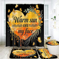 LQCOOL 4Pcs Black Orange Shower Curtain Set, Summer Bathroom Sets, Waterproof Bathroom Sets with Shower Curtain and Rugs, Shower Curtain with 12 Hooks