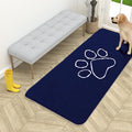 OLANLY Dog Door Mat for Muddy Paws 54x24, Paw Print Design, Absorbs Moisture and Dirt, Absorbent Non-Slip Washable Doormat, Quick Dry Chenille Mud Mat for Dogs, Entry Indoor Entryway Carpet, Navy Blue