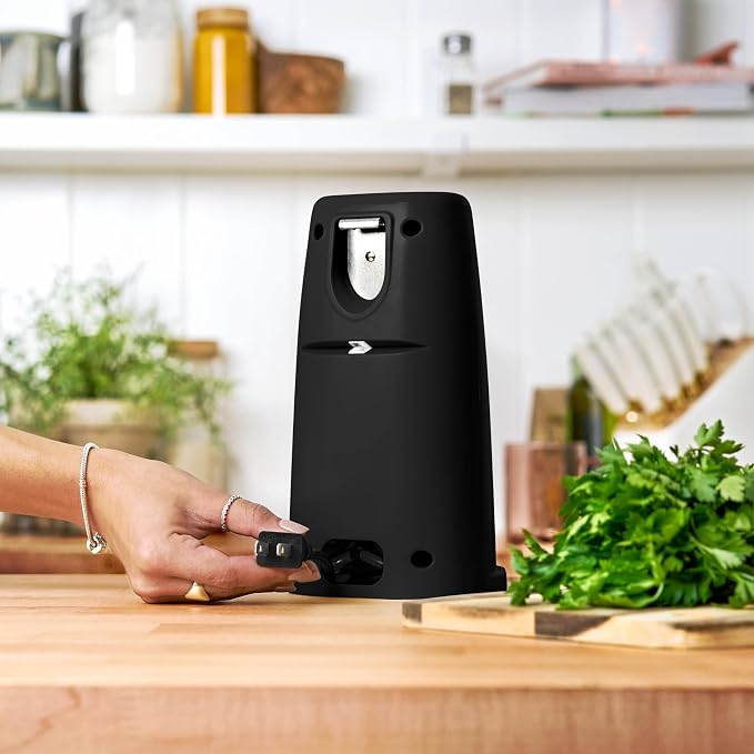 DqOasd Electric Can Opener by Drew Barrymore, Stainless Steel Blade, Auto-Turn Feature (Black Sesame), 1