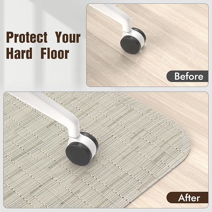 Blvornl Office Chair Mat for Hardwood Floor and Low Pile Carpet, 47.2"x 60" Desk Chair Mat for Hard Wood, Anti-Slip Hard Floor Protector Rolling Chair Mat, PVC Mat Desk Rug for Home, Light Brown