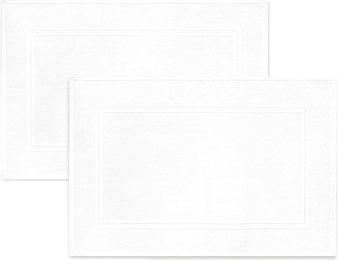 Tens Towels Pack of 2 Bath Mats 100% Cotton, 20 x 32 Inches, Super Absorbent, Hotel Quality Premium Floor Towels, Luxurious, Soft & Quick Dry, Not a Bathroom Rug, White