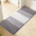 Kitinjoy Indoor Outdoor Door Mat, 50x30 Non-Slip Absorbent Dirt Trapper, Low-Profile Washable Inside Entrance Front Floor Mat, Sturdy Soft Entry Doormats for Entryway, Light Grey