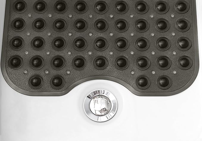 Extra-Long Non-Slip Bathtub & Shower Mat 39”x16” (Smooth/Non-Textured Tubs Only) Safe, Clean, Machine-Washable, Superior Grip&Drainage, Vinyl, Transparent Black